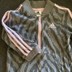 NWOT Adidas Tiger Stripe Grey Pink onesie playsuit romper 18 m